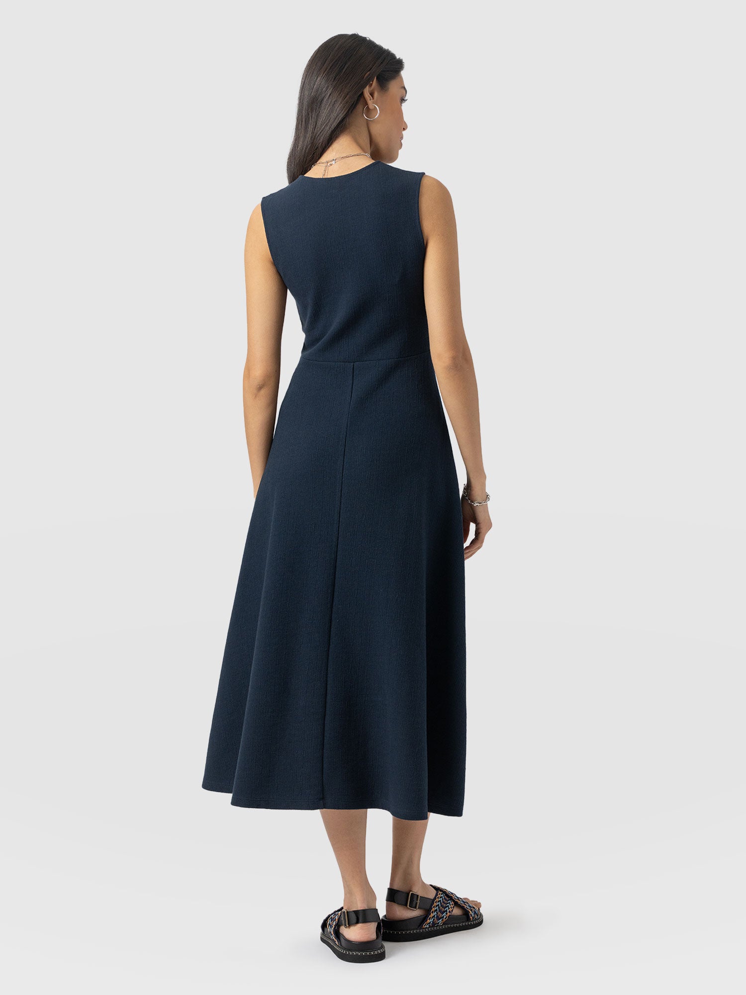 Sleeveless Maggie Wrap Dress - Navy Textured - Women's Dresses | Saint + Sofia® USA